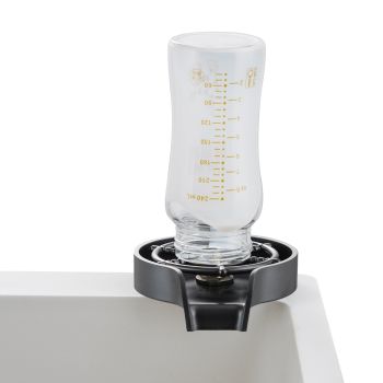 VEVOR Glass Rinser, 10 Powerful Spraying Jets Rotating Cup Rinser for Sink, Wearproof ABS Kitchen Sink Faucet Cup Washer & ABS Cup Holder for Baby Bottle, Glass Cup, Wine Glass (Black Base)