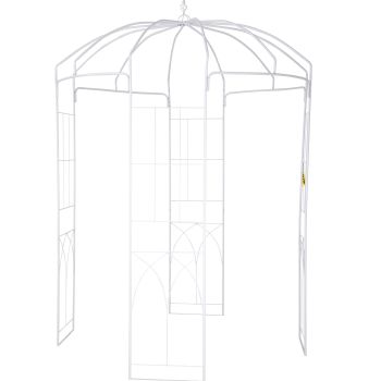 VEVOR Birdcage Shape Garden Arbor, 9\' High x 6.6\' Wide, Heavy Duty Wrought Iron Arbor, Wedding Arch Trellis for Climbing Vines in Outdoor Garden, Lawn, Backyard, Patio, White