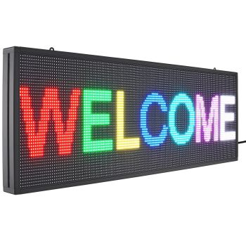 VEVOR Programmable LED Sign, P10 Full Color LED Scrolling Panel, DIY Custom Text Animation Pattern Display Board, WIFI USB Control Message Shop Sign for Store Business Party Bar Advertising, 99x35cm