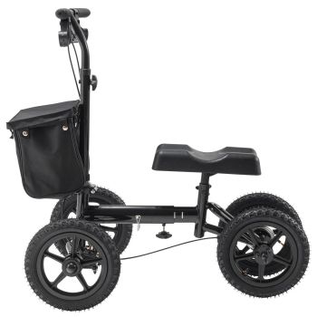 VEVOR Folding Knee Scooter, Aluminum Steerable Knee Walker with Height-Adjustable Handlebar & Knee Pad, 12" All-Terrain Wheels, Dual Brakes, Leg Recovery Scooter for Broken Ankle Foot Injuries, 159KG