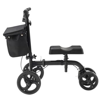 VEVOR Folding Knee Scooter, Carbon Steel Steerable Knee Walker with Height-Adjustable Handlebar & Knee Pad, All-Terrain Solid Wheels, Dual Brakes, Leg Recovery Scooter for Broken Ankle Foot Injuries