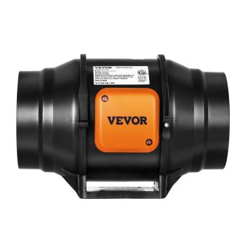 VEVOR Inline Duct Fan, 152.4mm 323.7 CFM with Variable Speed Controller, Quiet AC-motor Ventilation Exhaust Fan for Cooling Booster, Grow Tents, Hydroponics