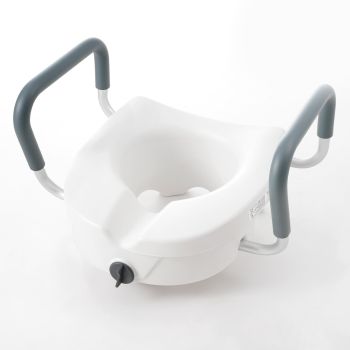 VEVOR Raised Toilet Seat, 5" Height Raised, 350 lbs Weight Capacity, for Round and Elongated Toilet, Twist Lock Installation,19.1" - 21.7" Adjustable Width, for Elderly, Handicap, Patient, Pregnant, M