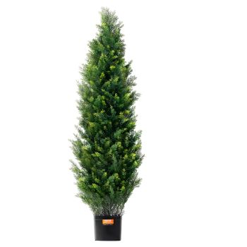 VEVOR 2 Pack 4' Artificial Cedar Topiary Tree Faux Plant UV Decor In/Outdoor
