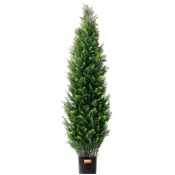 VEVOR 2 Pack 5' Artificial Cedar Topiary Tree Faux Plant UV Decor In/Outdoor