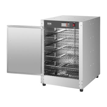 VEVOR Hot Box Food Warmer, 5-Tier Concession Warmer with Water Tray, 5 Pans, Single-door and Adjustable Shelves, Stainless Steel Food Warmer Cabinet, Ideal for Storing Pizza, Chicken, Restaurant