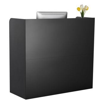VEVOR Reception Desk, 1200 x 480 x 1100 mm Rectangular Front Counter Table, Office Reception Counter with Lockable Drawer and Storage Cabinet, for Checkout, Lobby, Beauty Salon and Office, Black