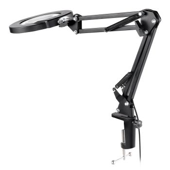 VEVOR Magnifying Floor Lamp, 5X Standing Magnifying Glass with Light, Height Adjustable Floor Magnifier with Light, Flexible Arm, 3-in-1 LED 5 Color Modes Stepless Dimmable, for Reading Craft