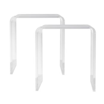 VEVOR Acrylic End Table, 2 pcs C-Shaped Lucite Side Tables, Clear Acrylic Side Table for Drink, Food, Snack used in Living Room, Bedroom, and Study