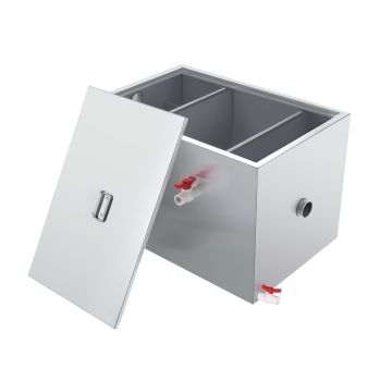 VEVOR Commercial Grease Trap, 40 LBS Grease Interceptor, Side Inlet Interceptor, Under Sink Stainless Steel Grease Trap, 10 GPM Waste Water Oil-water Separator, for Restaurant Canteen Home Kitchen