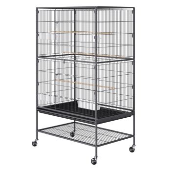VEVOR 52 inch Standing Large Bird Cage, Carbon Steel Flight Bird Cage for Parakeets, Cockatiels, Parrots, Macaw with Rolling Stand and Tray
