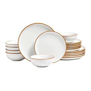 VEVOR 18 PCS Dinnerware Set Ceramic Plates and Bowls Sets Service for 6 White