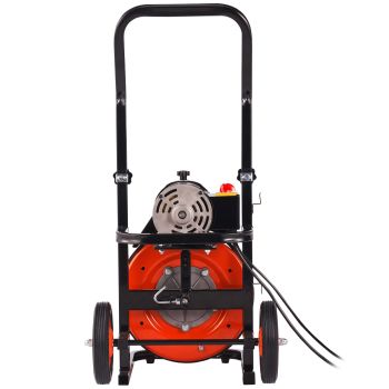 VEVOR Drain Cleaner Machine 75FT x 1/2Inch, Auto Feed Sewer Snake Auger with 4 Cutter & Air-activated Foot Switch for 2" to 4" Pipes, Orange, Black