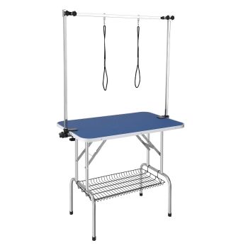VEVOR Pet Grooming Table Two Arms with Clamp, 915 x 610mm Dog Grooming Station, Foldable Pets Grooming Stand for Medium and Small Dogs, Free Two No Sit Haunch Holder with Grooming Loop, Bearing 150kg