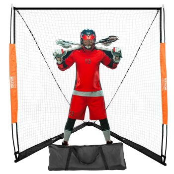 VEVOR Lacrosse Goal, 1.8mx1.8m Lacrosse Net, Portable Lacrosse Goal with Carry Bag, Fiberglass Rod Backyard Lacrosse Training Equipment, Easy Setup Collegiate Goal, Perfect for Youth Adult Training