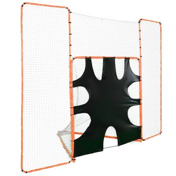 VEVOR 3-IN-1 Lacrosse Goal with Backstop and Target,3.7mx2.7m Lacrosse Net, Steel Frame Backyard Lacrosse Rebounder Equipment, Quick & Easy Setup Training Net, Perfect for Youth Adult Training, Orange