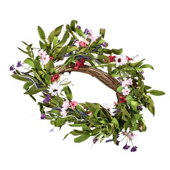 VEVOR Artificial Decorative Wreath 55.88 cm Pink Green with Daisies Year Round