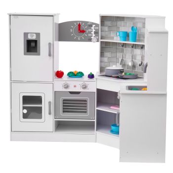 VEVOR Kitchen Playset Kids Pretend Cooking Play Toy 24 Piece Accessories White