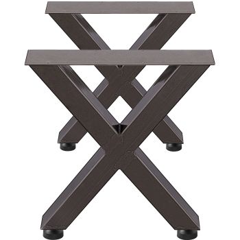 VEVOR Set of 2 Steel Table Legs, 28'Height 24'Wide Dining Table Legs, Heavy Duty 3.1" Square Box Section X Frame Table Legs, 28x24x3.1 Inch Original Color Industrial Country Style Metal Dining Legs