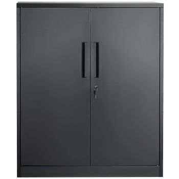VEVOR Metal Storage Cabinet w/ 3 Keys 2 Adjustable Shelves & Magnetic Door Black