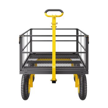 VEVOR 1400 Lbs Steel Garden Cart, Heavy Duty Pullable Garden Wagon Yard Cart, 2 in 1 Outdoor Metal Utility Wagon Yard Trailer with 13" All Terrain Tires, Mesh Removable Sides and 180°Rotating Handle