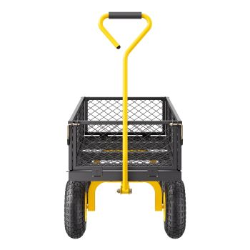 VEVOR 500 Lbs Steel Garden Cart, Heavy Duty Garden Wagon Cart Pullable on Wheels, Metal Yard Utility Wagon Carts with 10" All Terrain Tires, Mesh Removable Sides and 180°Rotating Handle