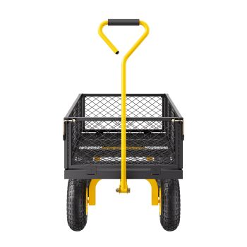 VEVOR 900 Lbs Heavy Duty Steel Garden Cart, Garden Wagon Cart on Wheels, Outdoor Metal Yard Utility Wagon Carts with 10" Tires and Mesh Removable Sides(Convert to Flatbed) and 180°Rotating Handle
