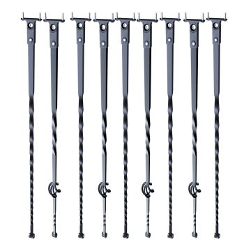 VEVOR Staircase Metal Balusters, 44'' x 1/2" Galvanized Steel Decorative Banister Spindles, 10 Pack Deck Baluster with Hollow Single Baskets, Twists, Spiral Stair Railing w/ Shoes & Screws