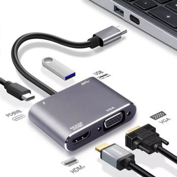 USB C to HDMI VGA Type-C USB Multiport Splitter Adapter Converter