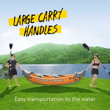 Bestway 3.21m x 1.00m Rapid X2 Kayak for 2 with Hand Pump, Paddles, Seats, Fins and Storage Bag Two Seater