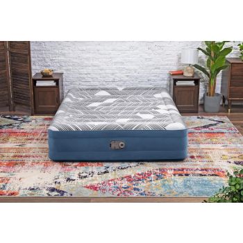 Bestway 2.03m x 1.52m x 36cm Tritech Fashion Flock comfortable inflatable Air Mattress Queen Built-in AC Pump