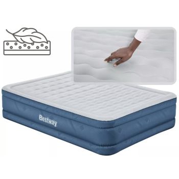 Bestway 2.03m x 1.52m x 46cm Fortech Snugable Top Air Inflatable Mattress Queen Built-in AC Pump