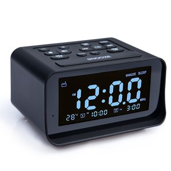 Bluetooth Alarm Clock with Thermometer - Black