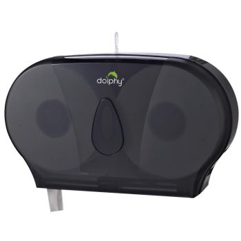 Twin Jumbo Toilet Roll Dispenser - Black