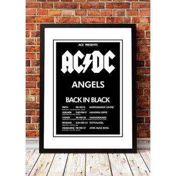 AC/DC / The Angels (Angel City) 'Back In Black' Australian Tour Poster 1981 - Framed A2