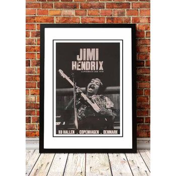Jimi Hendrix 'KB Hallen' Copenhagen, Denmark Poster 1970 - Framed A1