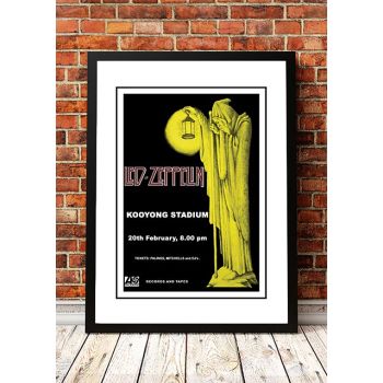 Led Zeppelin 'Kooyong Stadium' Melbourne, Australian Tour Poster 1972- Framed A4