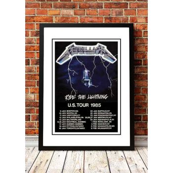 Metallica 'Ride The Lightning' US Tour Poster 1985- Framed A4