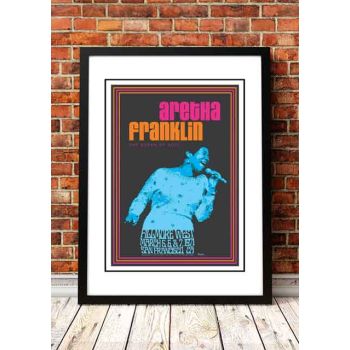 Aretha Franklin ‘Fillmore West’ San Francisco, USA Concert Poster 1971 - Framed A4