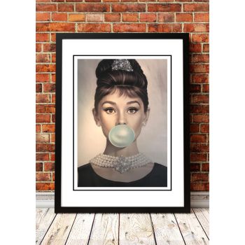 Audrey Hepburn ‘Bubblegum’ Pop Art Poster - Framed A4