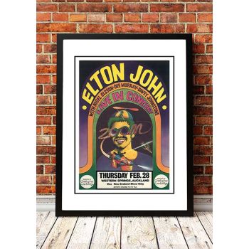 Elton John ‘Western Springs’ Auckland, NZ Concert Poster 1971 - Framed A2