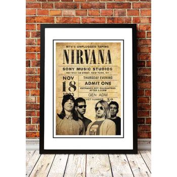 Nirvana ‘MTV Unplugged’ New York, USA Pop Art Print 1993 - Framed A4