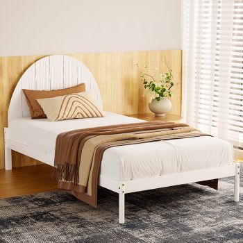 Artiss Bed Frame King Single Size Wooden White DALY