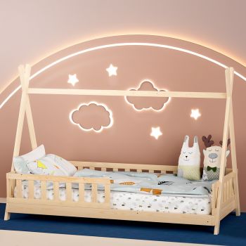 Artiss Bed Frame Wooden Kids House Frames Oak PUAH