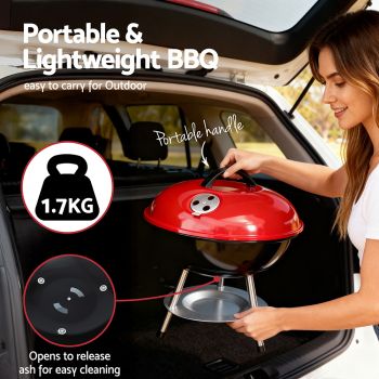 Grillz Charcoal BBQ Grill Portable with Lid for Camping Outdoor