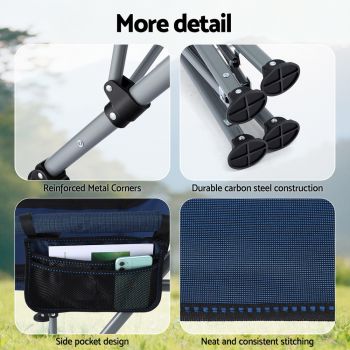 Weisshorn Camping Chair Folding Outdoor Portable Seat Lightweight Beach Picnic Fishing Capacity 120KG Navy Blue