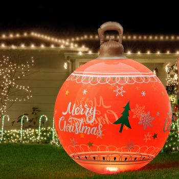 Jingle Jollys Christmas Inflatable Ball Led  60cm Decoration Giant Bauble Red