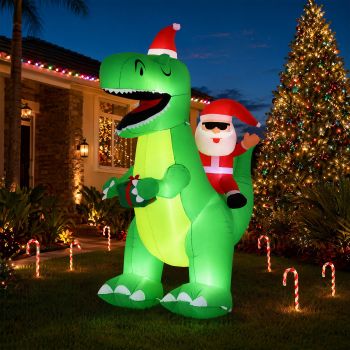 Jingle Jollys Christmas Inflatable Dinosaur 2.5M Illuminated Decorations