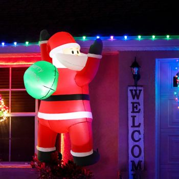 Jingle Jollys Christmas Inflatable Santa Climbing LED Illuminated Decorations 1.9M