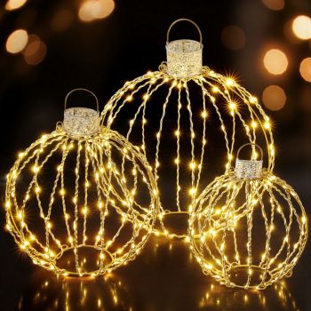 Jingle Jollys Christmas Lights 320 LED Fairy Light 3pcs Ball Decorations Set